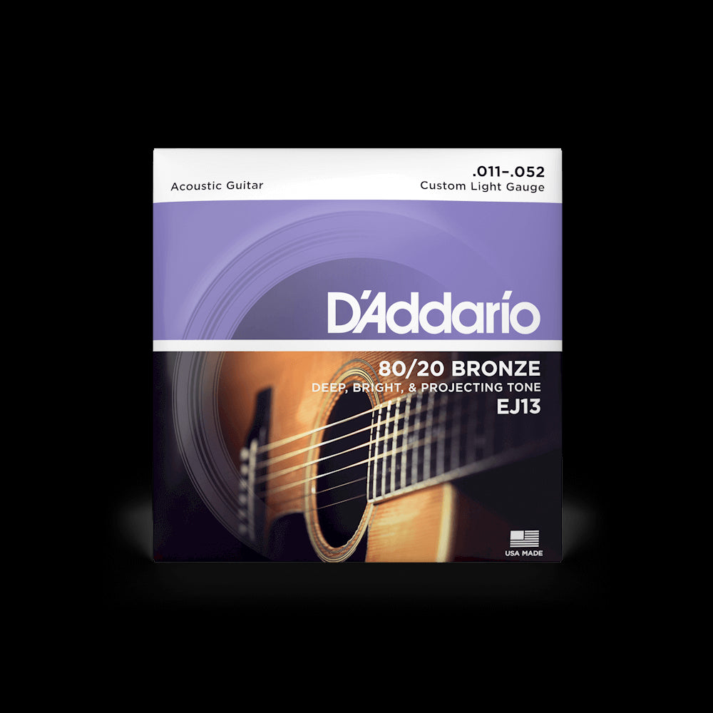 D'Addario EJ13 Phosphour Bronze Acoustic Steel Guitar String Set 011 to 052