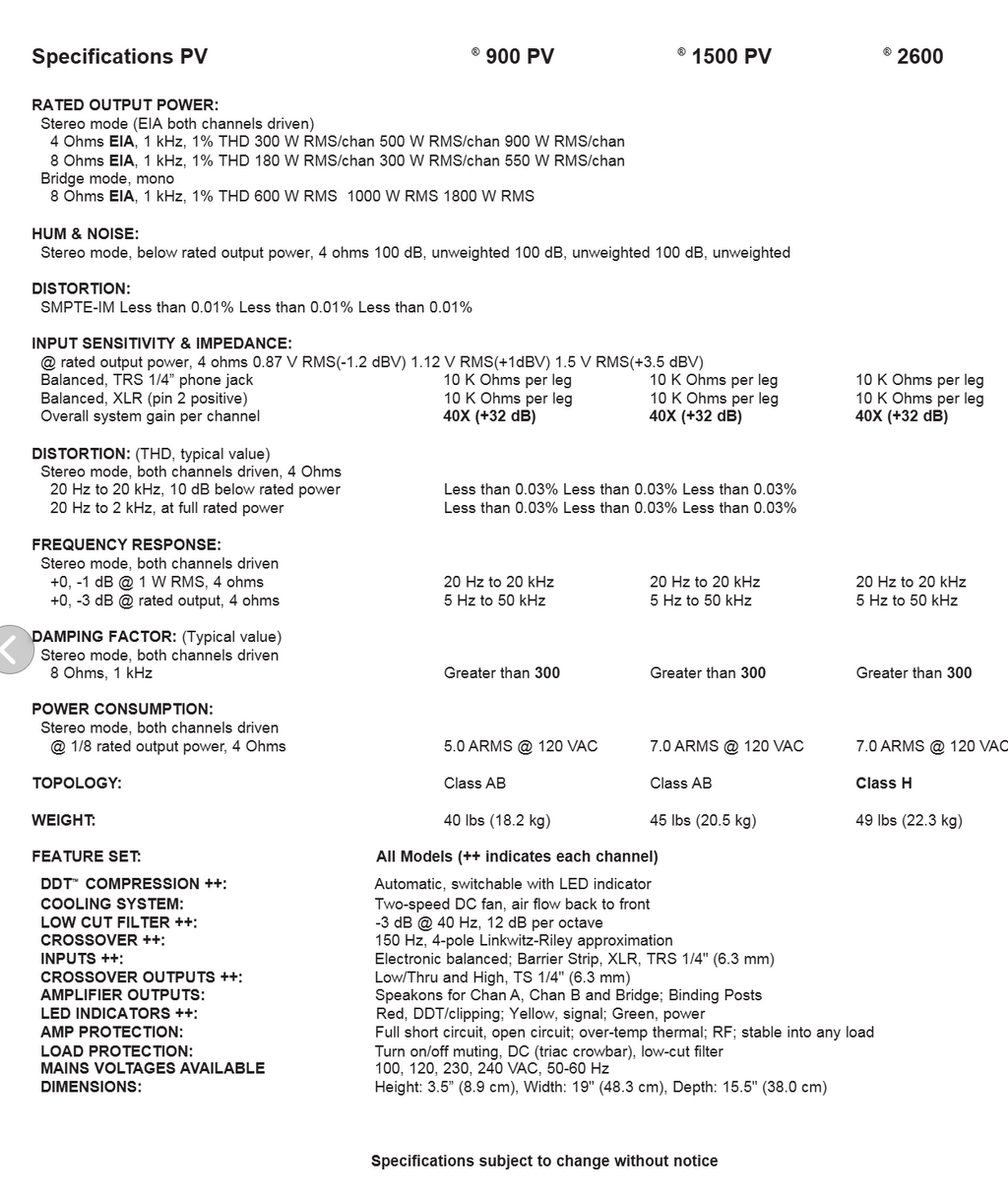 Peavey PV 2600 Power Amp