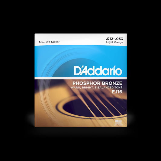 D'Addario EJ16 Phosphour Bronze Acoustic Steel Guitar String Set 012 to 052