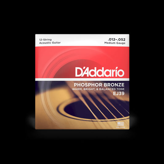 D'Addario Phosphour Bronze Acoustic 12 String Guitar Set 012-052